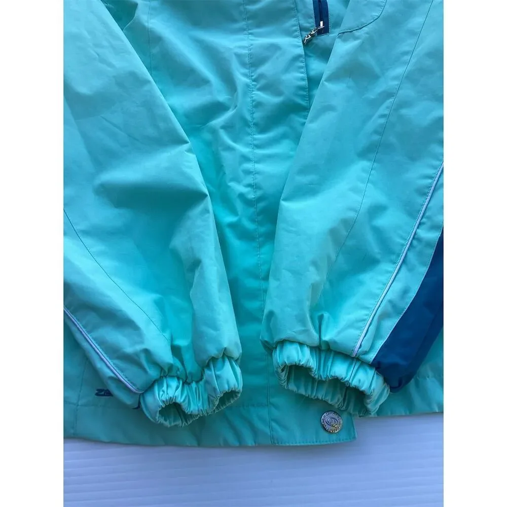 ZeroXposur Women's Aqua‎ Blue Hooded Rain Jacket Windbreaker Size S